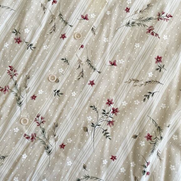 VTG Tapestry Striped Floral Cottagecore Shirt 3X Prairie Butter Yellow Grandma - Picture 5 of 11